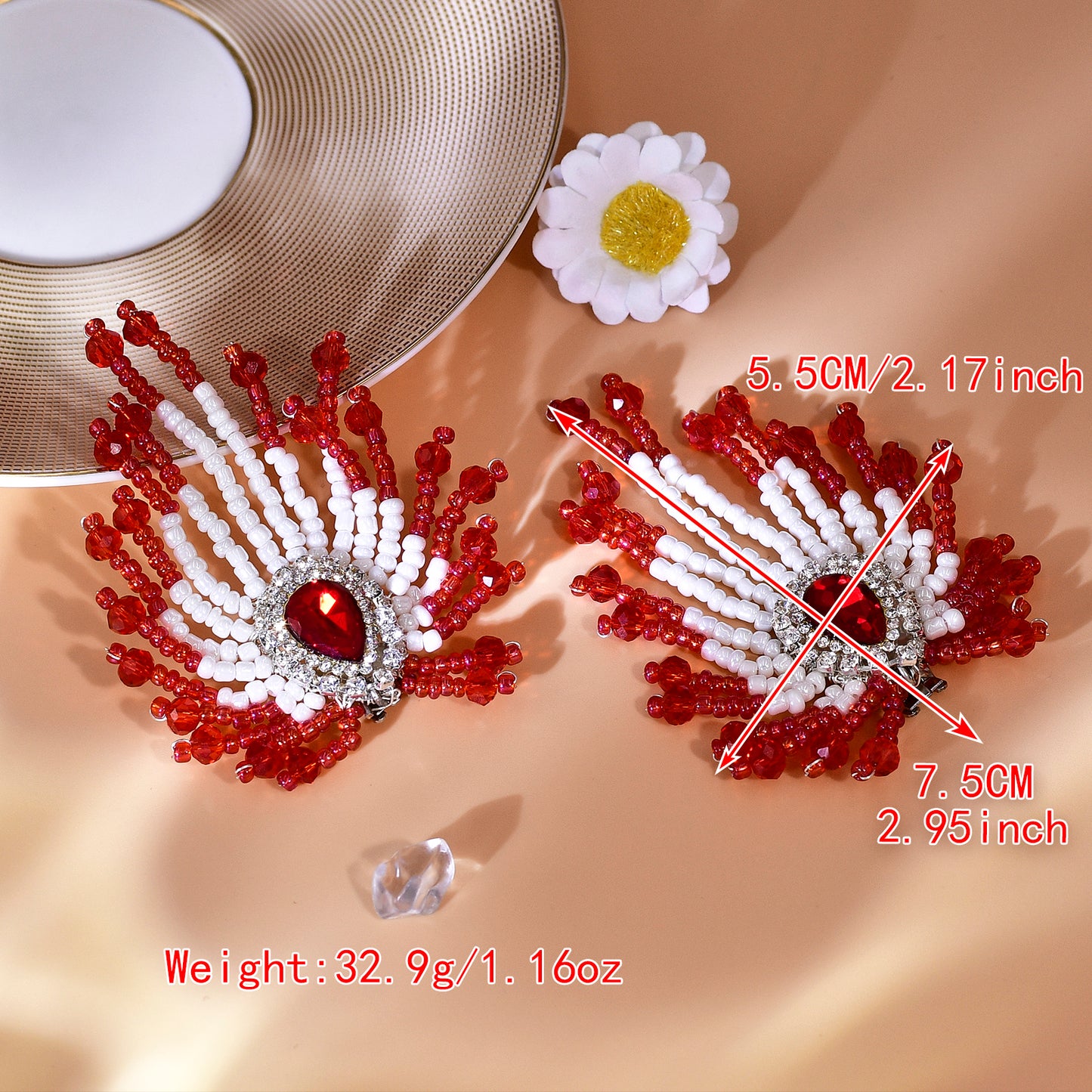 Red Beaded Bridal Shoe Clips Wedding Heel Decoration - Bridella BHX72