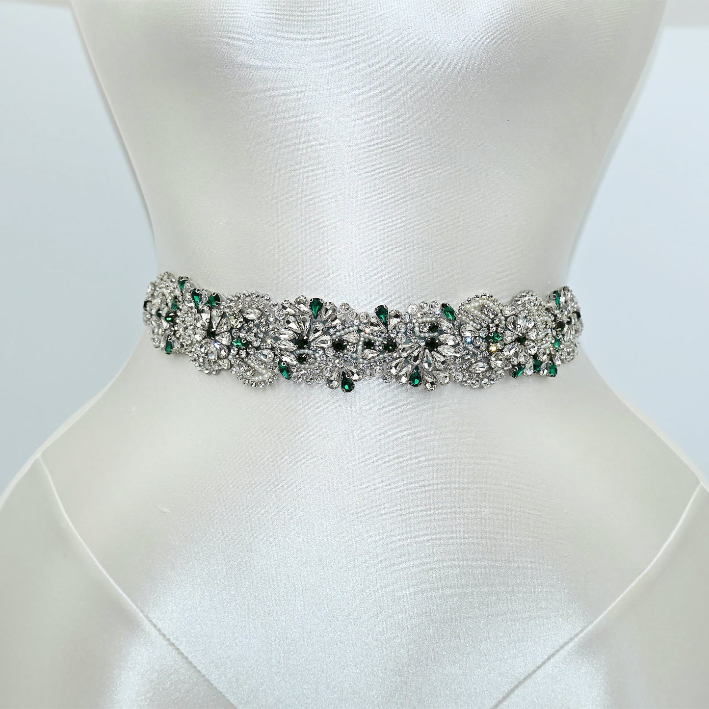 Emerald Green Rhinestone Bridal Sash Wedding Dress Belt – Bridella BS120KL