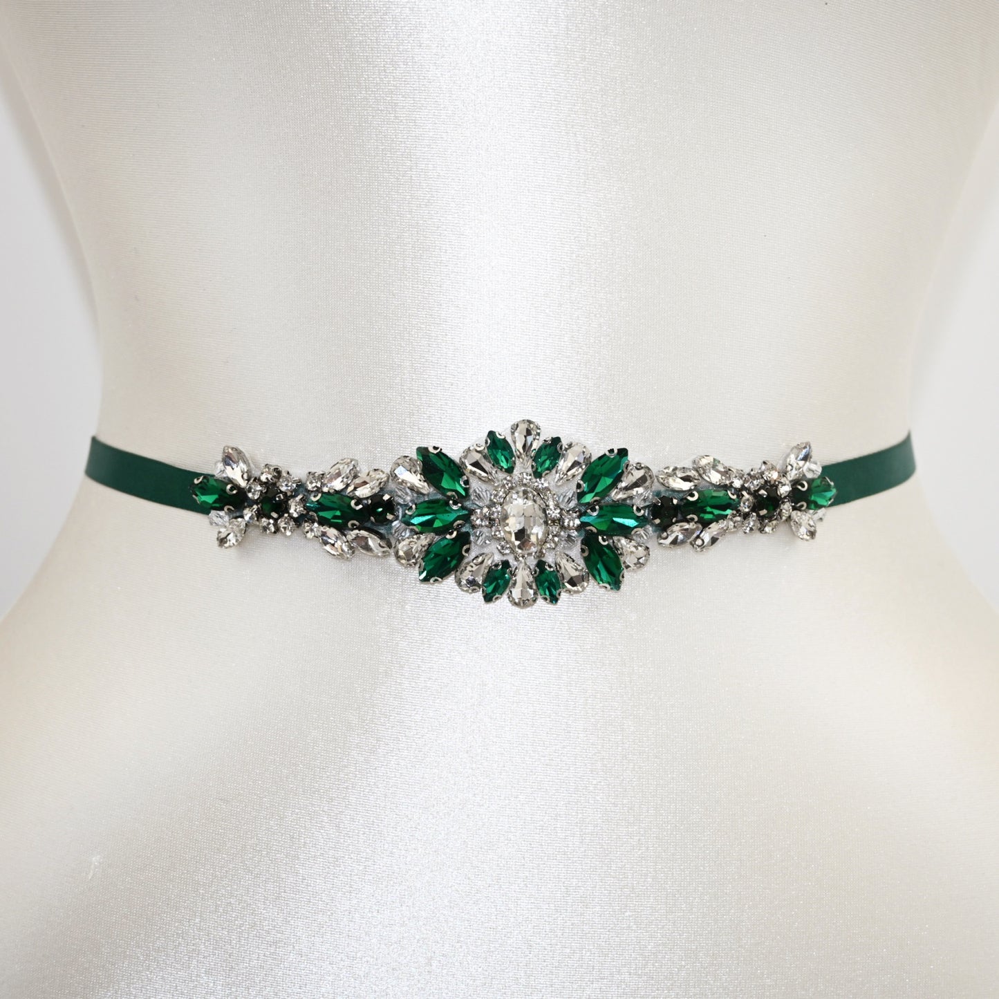 Green Rhinestone Bridal Belt Wedding Sash – Bridella BS142KL