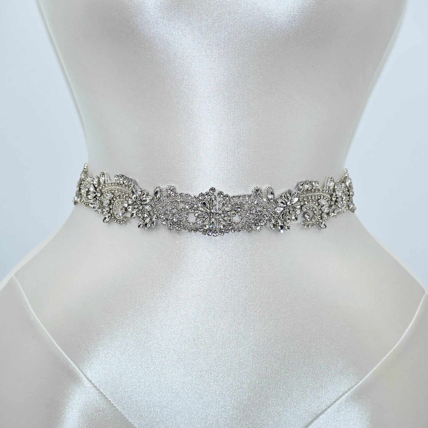 Off White Rhinestone Bridal Belt Wedding - Bridella BS110