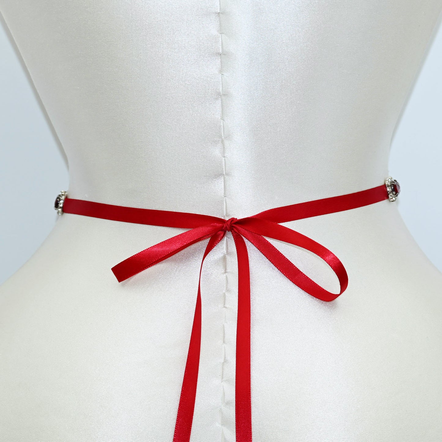 Wine Red Rhinestone Bridal Belt Adjustable Waist Sash Bridella BS190R