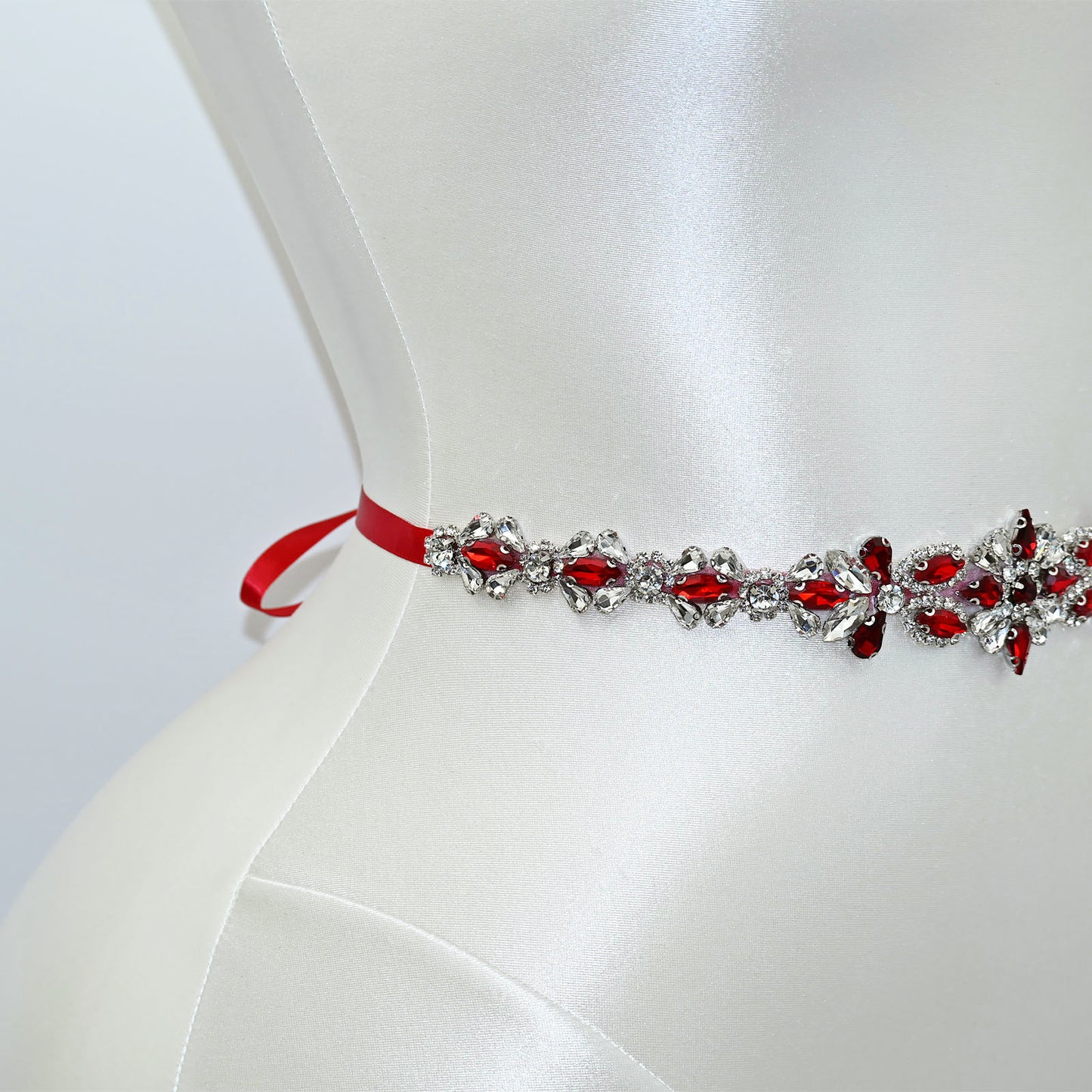 Wine Red Rhinestone Bridal Sash Wedding Dress Belt – Bridella BS167R