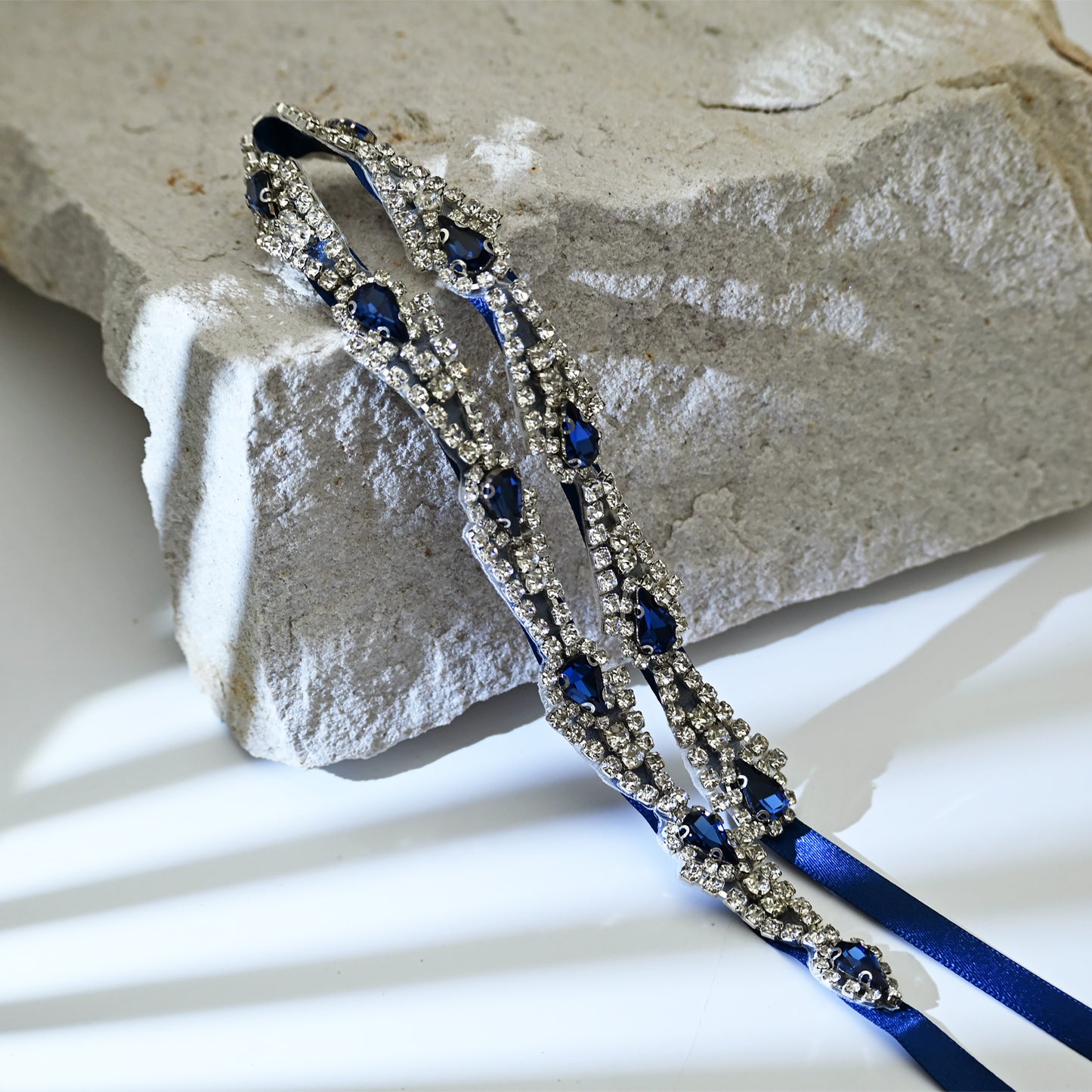 Navy Rhinestone Bridal Belt Wedding Sash – Bridella BS31ML