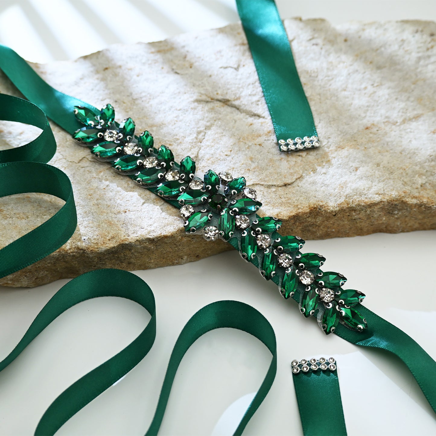 Green Rhinestone Bridal Belt Wedding Sash – Bridella BS69KL
