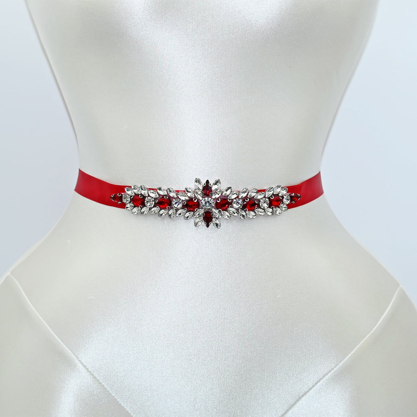 Burgundy Rhinestone Bridal Sash Wedding Dress Belt – Bridella BS191R