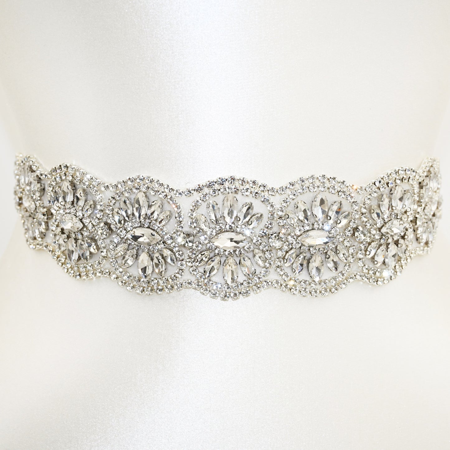 Off White Rhinestone Bridal Belt Wedding Sash – Bridella BS239