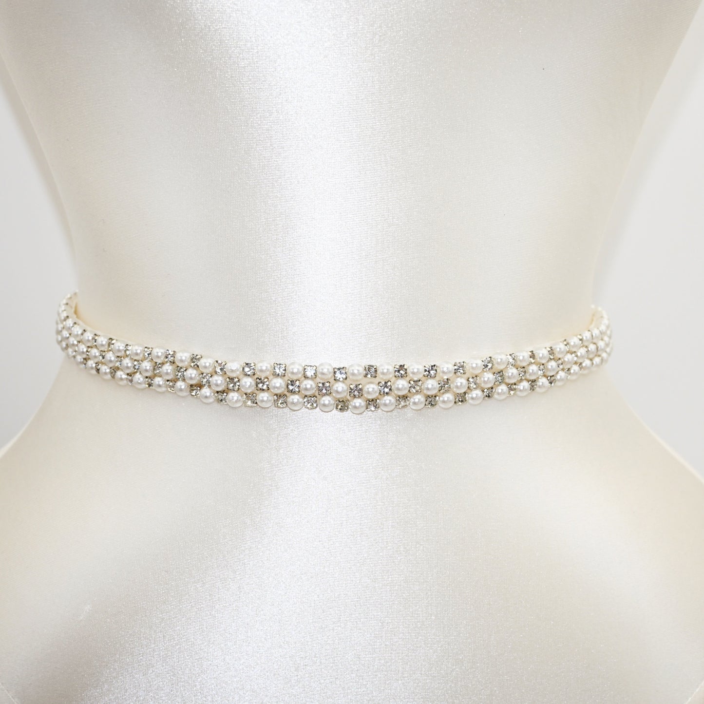 Off White Rhinestone Pearl Bridal Belt – Bridella BS134