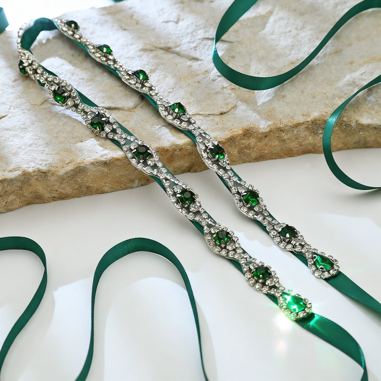 Green Rhinestone Bridal Belt Wedding Sash – Bridella BS30KL
