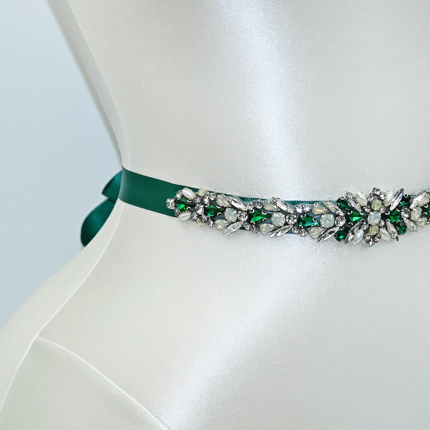 Green Rhinestone Bridal Belt Sash for Wedding - Bridella BS57KL
