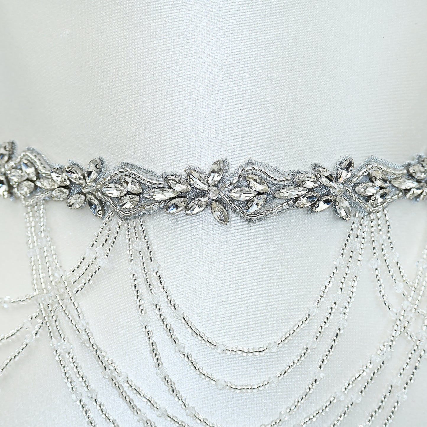 Off White Rhinestone Bridal Belt Wedding Sash – Bridella BS08