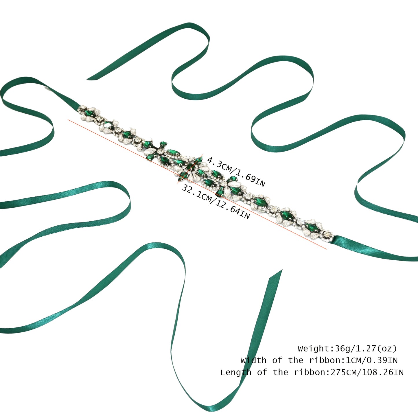Emerald Green Rhinestone Bridal Sash Wedding Dress Belt – Bridella BS167KL