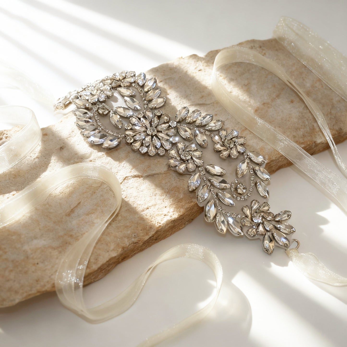 Silver Rhinestone Bridal Belt Wedding Sash – Bridella BS231-S