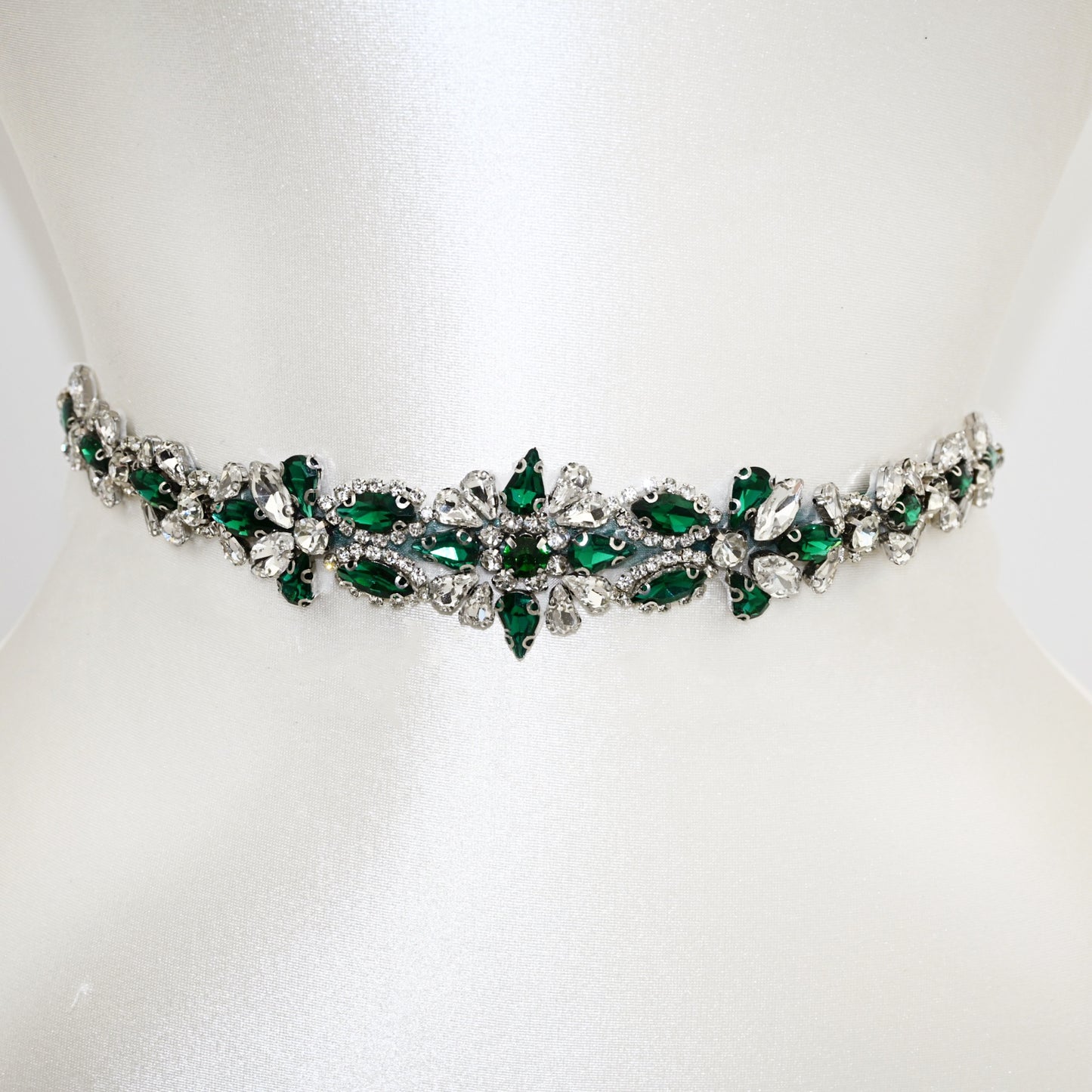 Emerald Green Rhinestone Bridal Sash Wedding Dress Belt – Bridella BS167KL