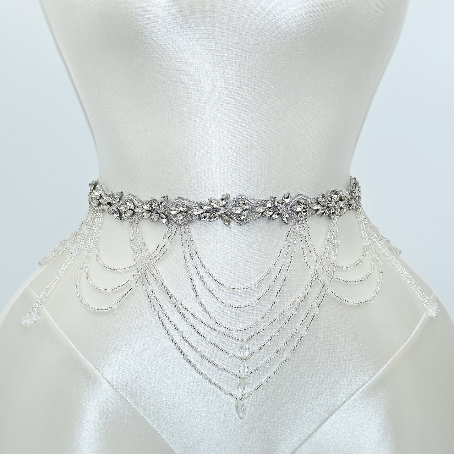 Off White Rhinestone Bridal Belt Wedding Sash – Bridella BS08