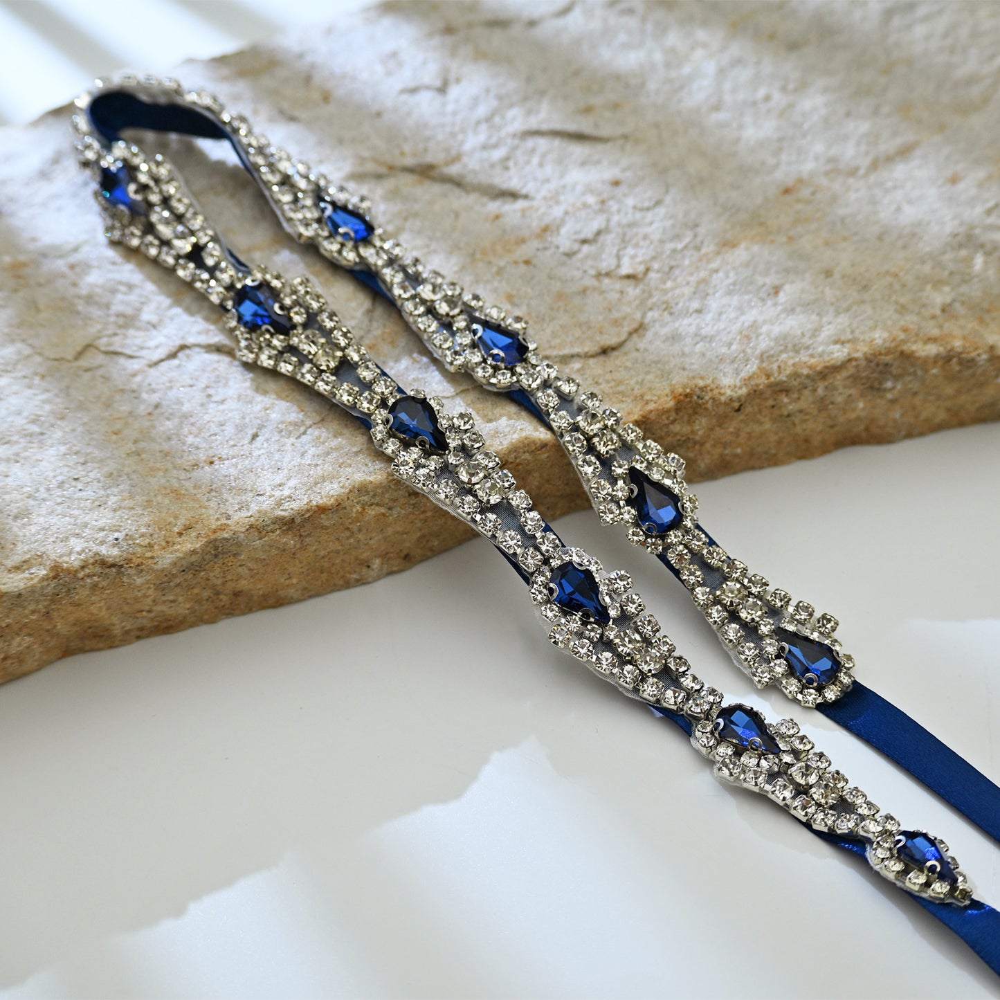 Navy Rhinestone Bridal Belt Wedding Sash – Bridella BS31ML