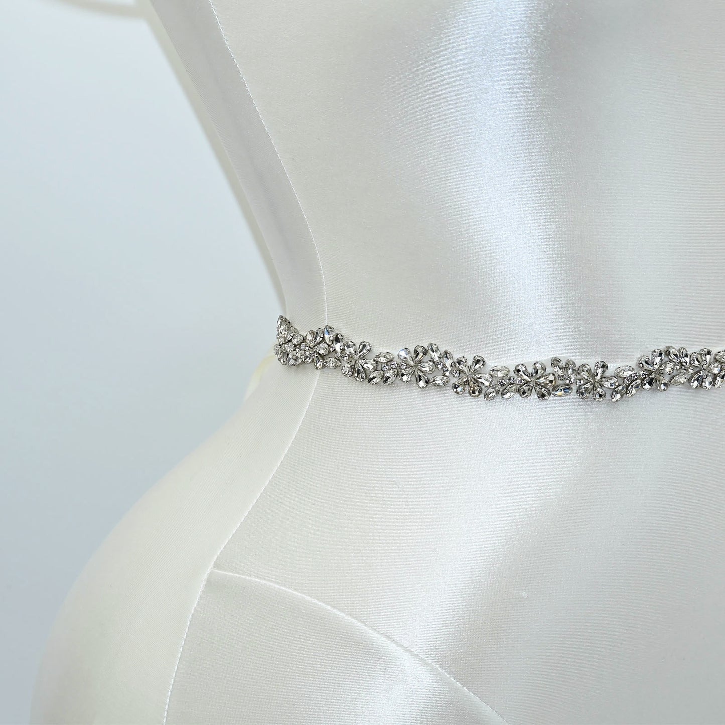Off White Rhinestone Bridal Belt Wedding Sash – Bridella BS37