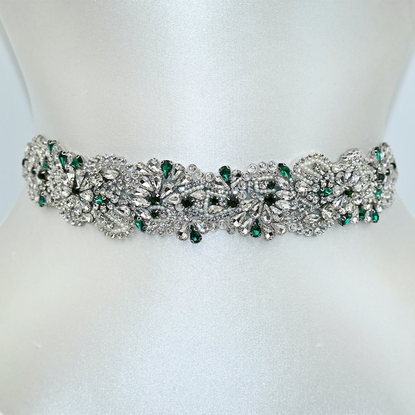 Emerald Green Rhinestone Bridal Sash Wedding Dress Belt – Bridella BS120KL