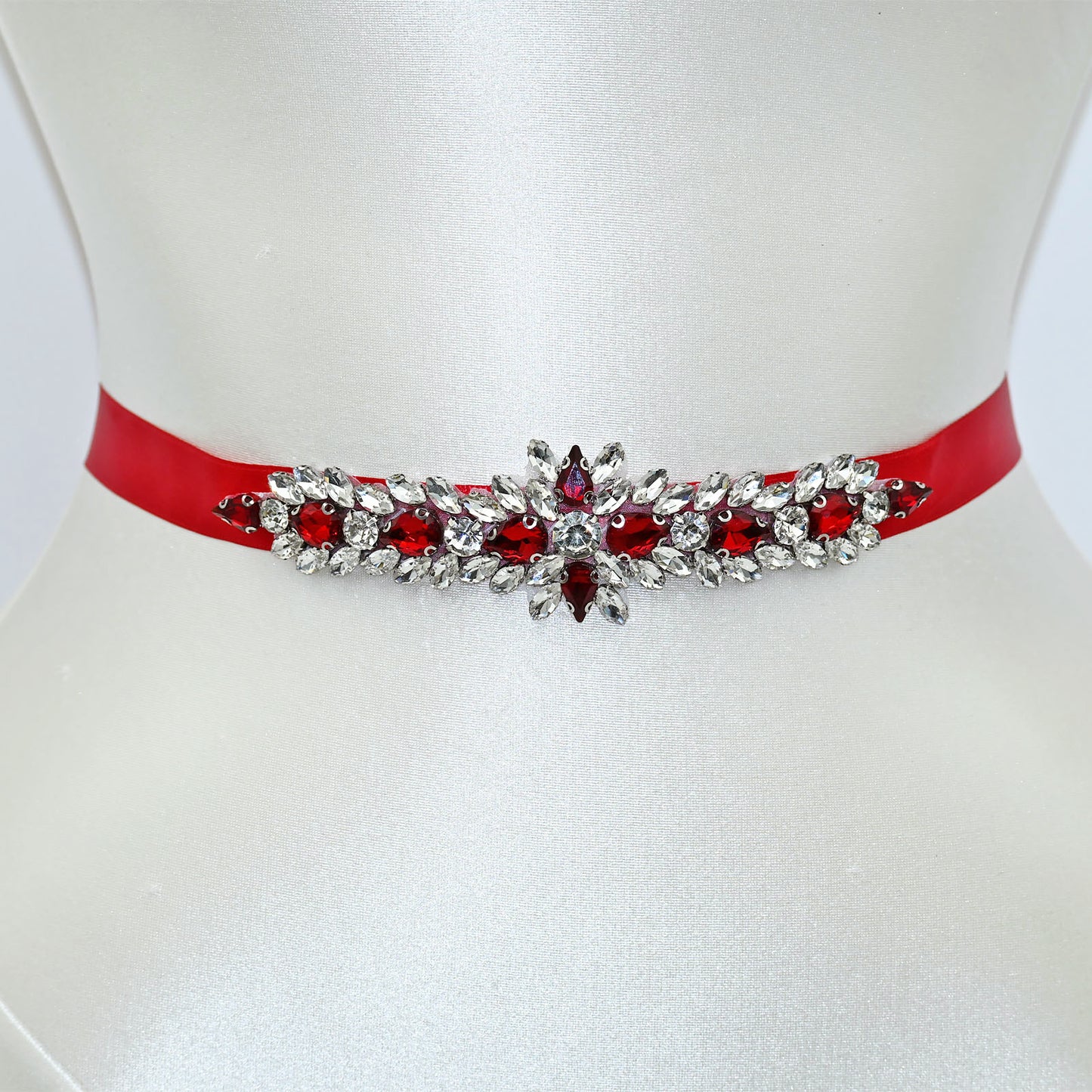 Burgundy Rhinestone Bridal Sash Wedding Dress Belt – Bridella BS191R