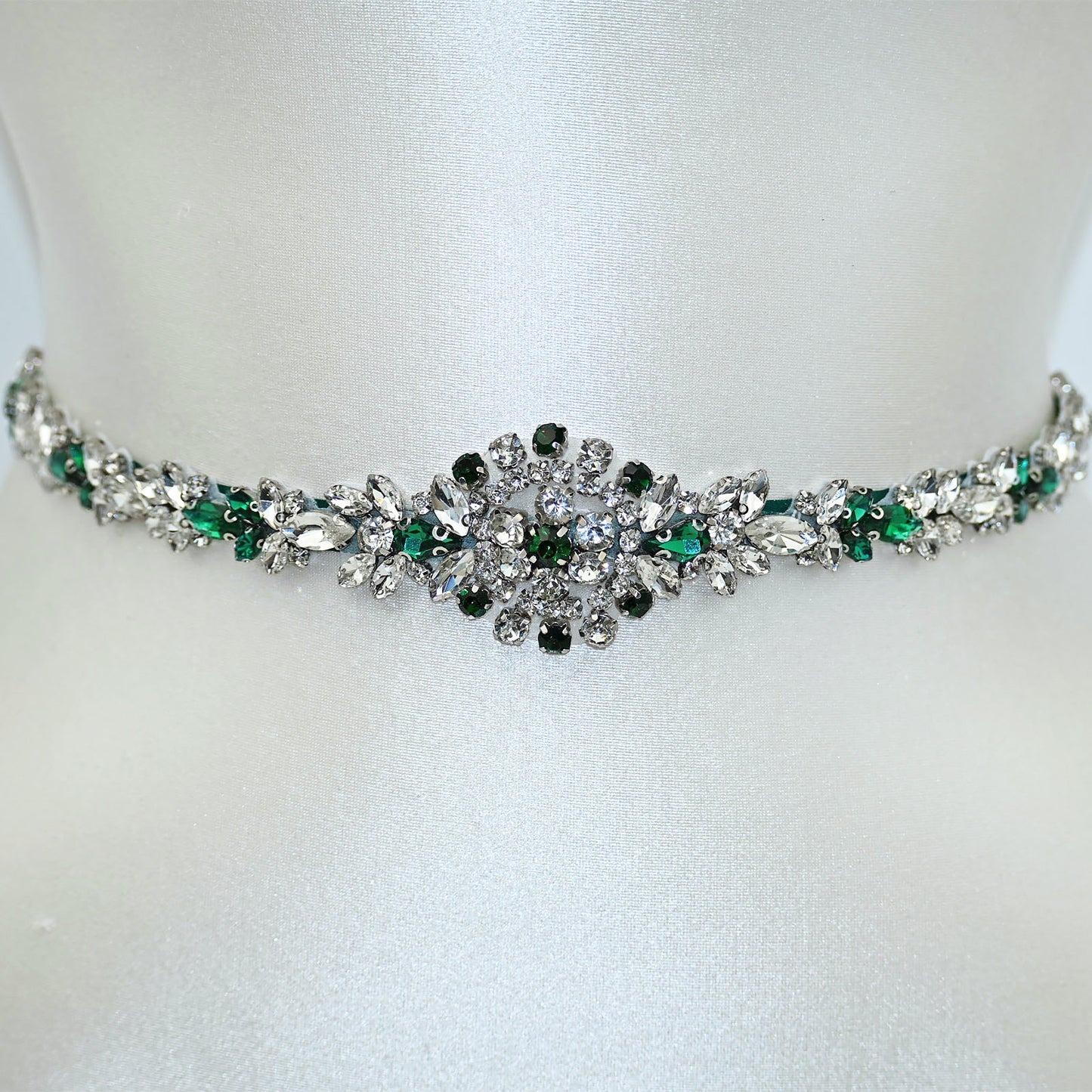 Emerald Green Rhinestone Bridal Sash Wedding Dress Belt – Bridella BS124KL