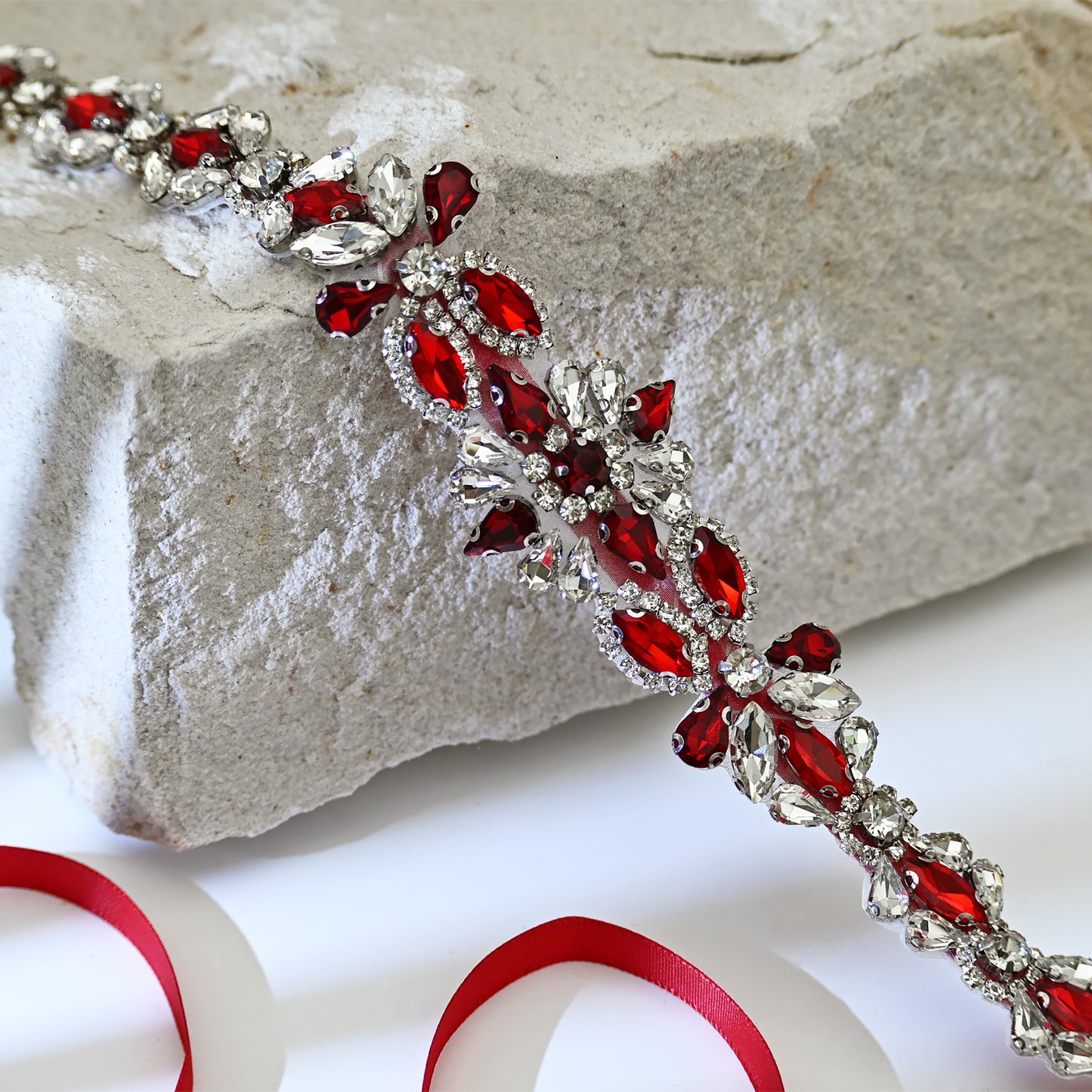 Wine Red Rhinestone Bridal Sash Wedding Dress Belt – Bridella BS167R