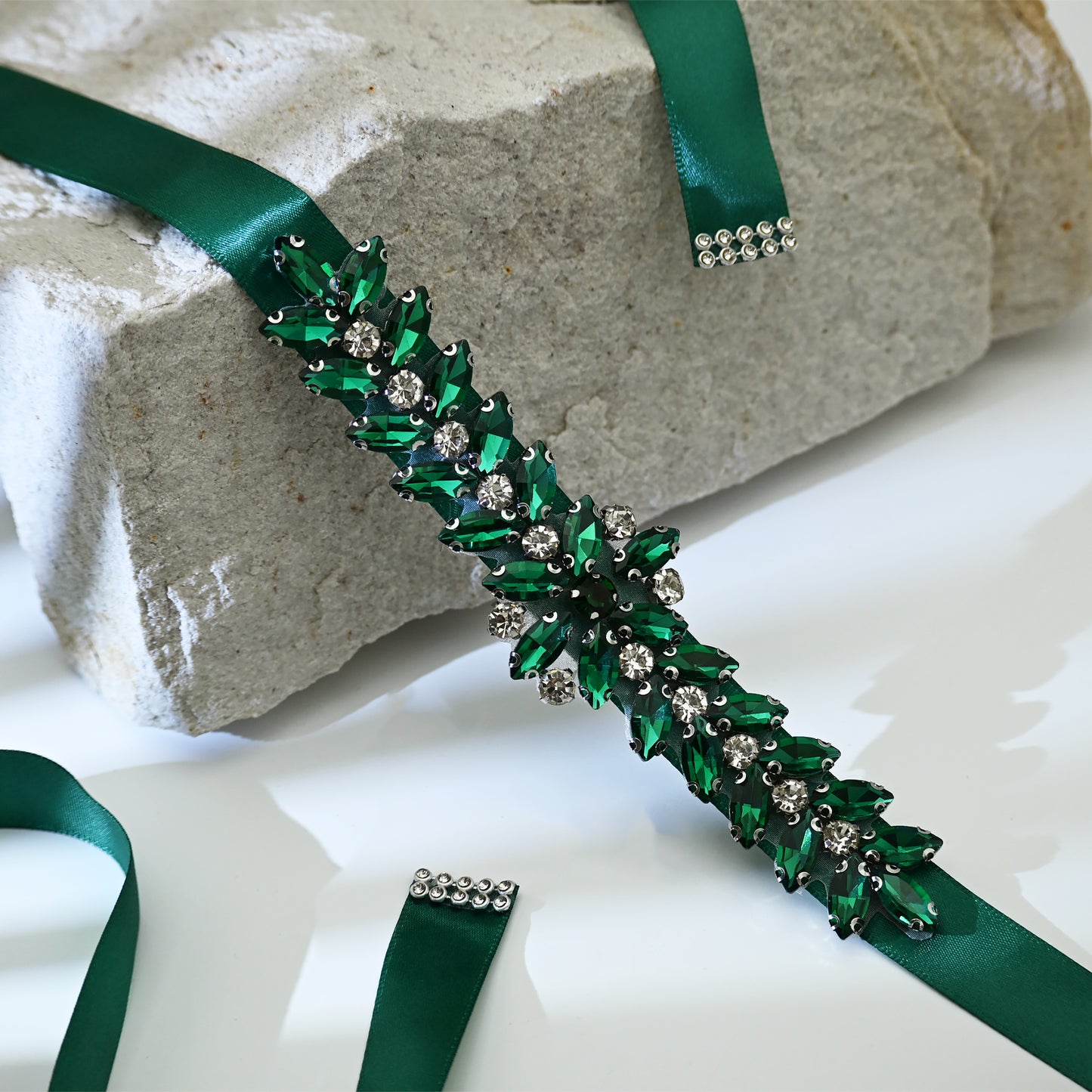 Green Rhinestone Bridal Belt Wedding Sash – Bridella BS69KL