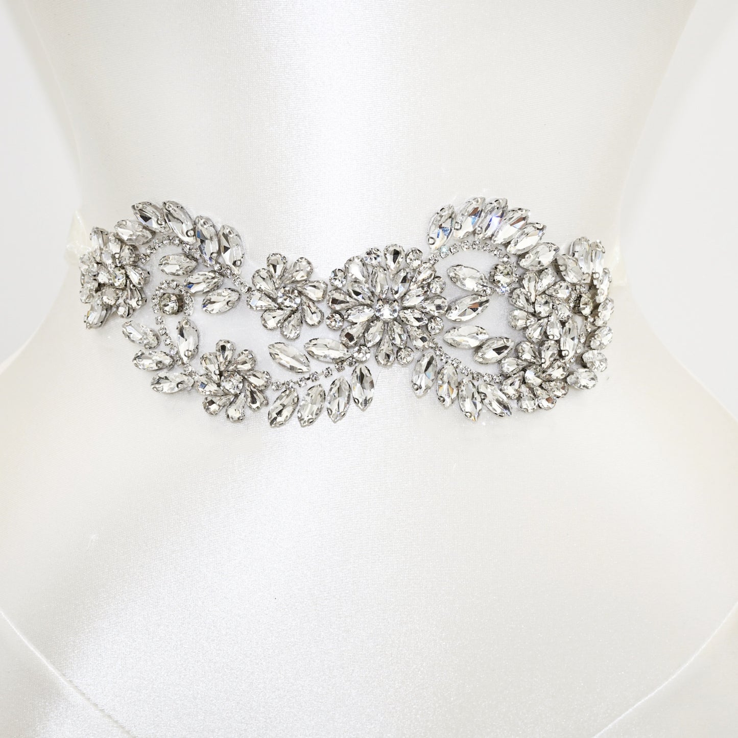 Silver Rhinestone Bridal Belt Wedding Sash – Bridella BS231-S
