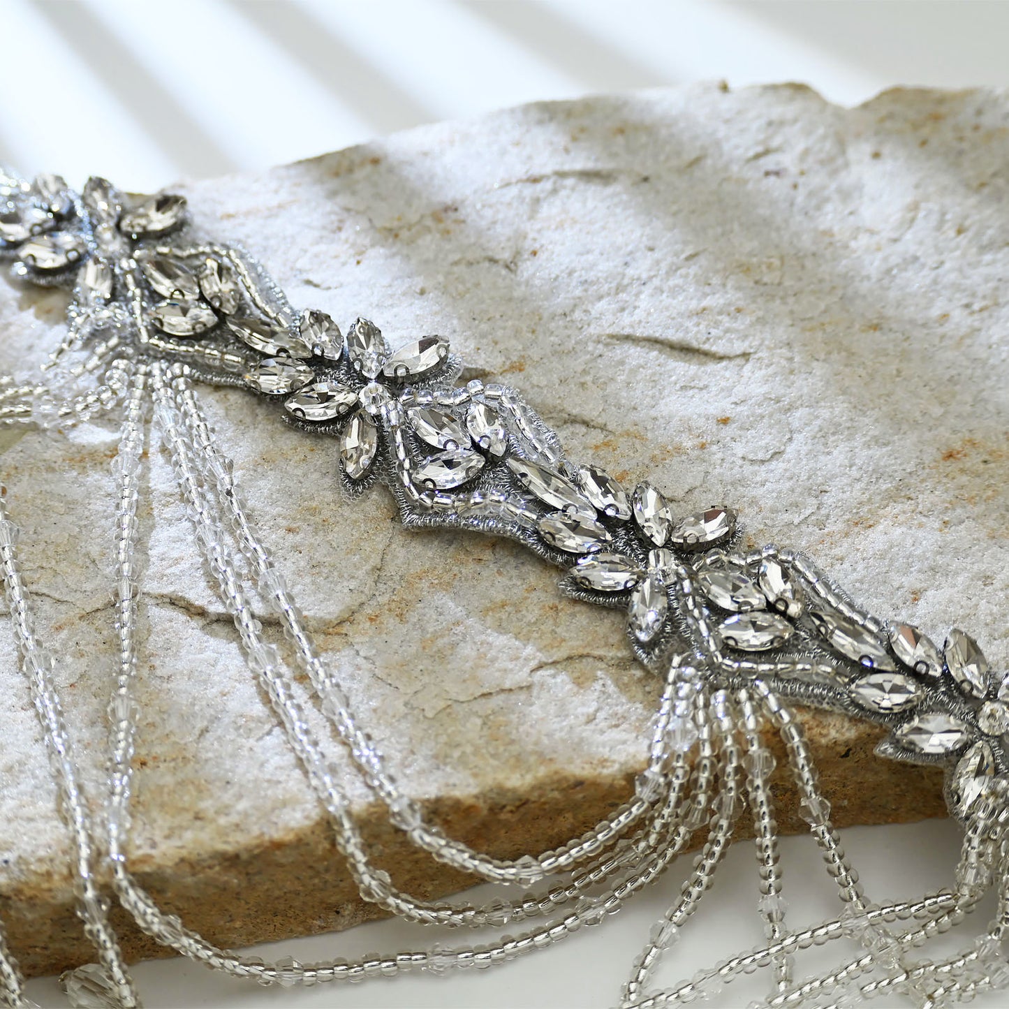 Off White Rhinestone Bridal Belt Wedding Sash – Bridella BS08