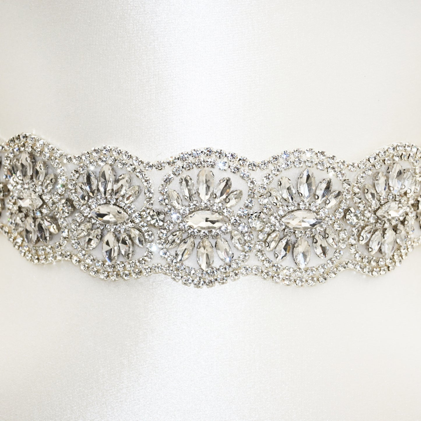Off White Rhinestone Bridal Belt Wedding Sash – Bridella BS239