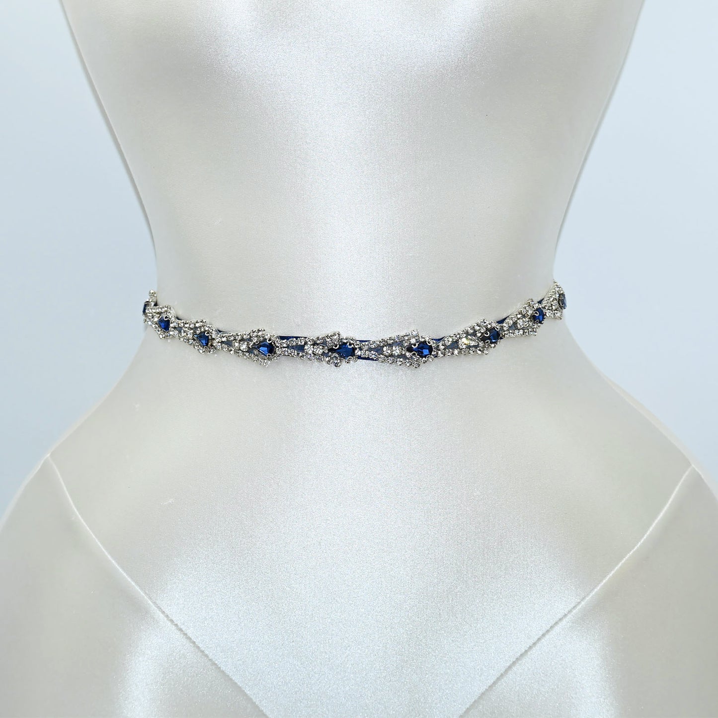 Navy Rhinestone Bridal Belt Wedding Sash – Bridella BS31ML
