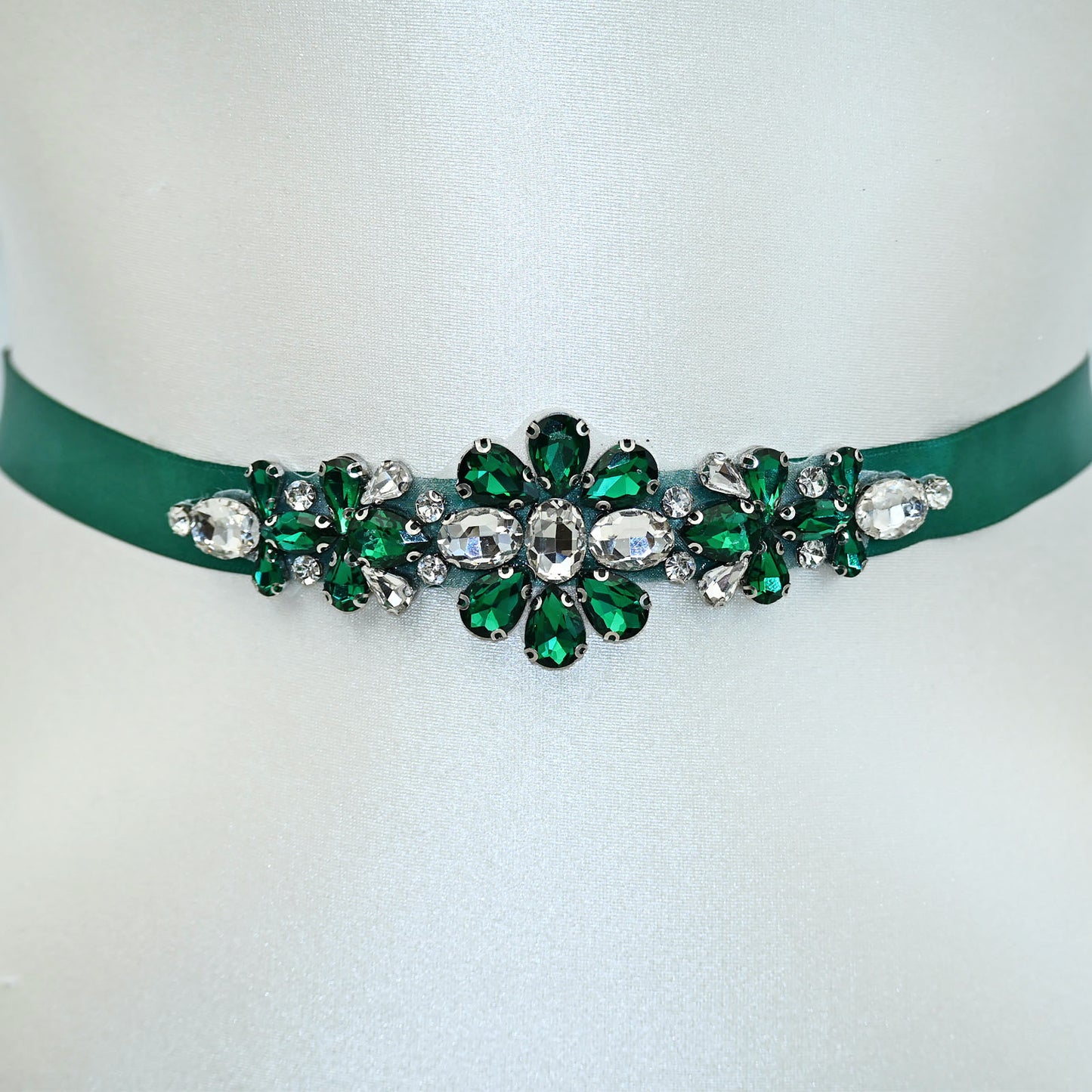 Green Rhinestone Bridal Belt Wedding Sash – Bridella BS45KL