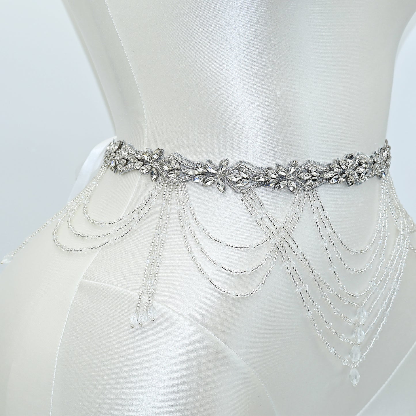 Off White Rhinestone Bridal Belt Wedding Sash – Bridella BS08