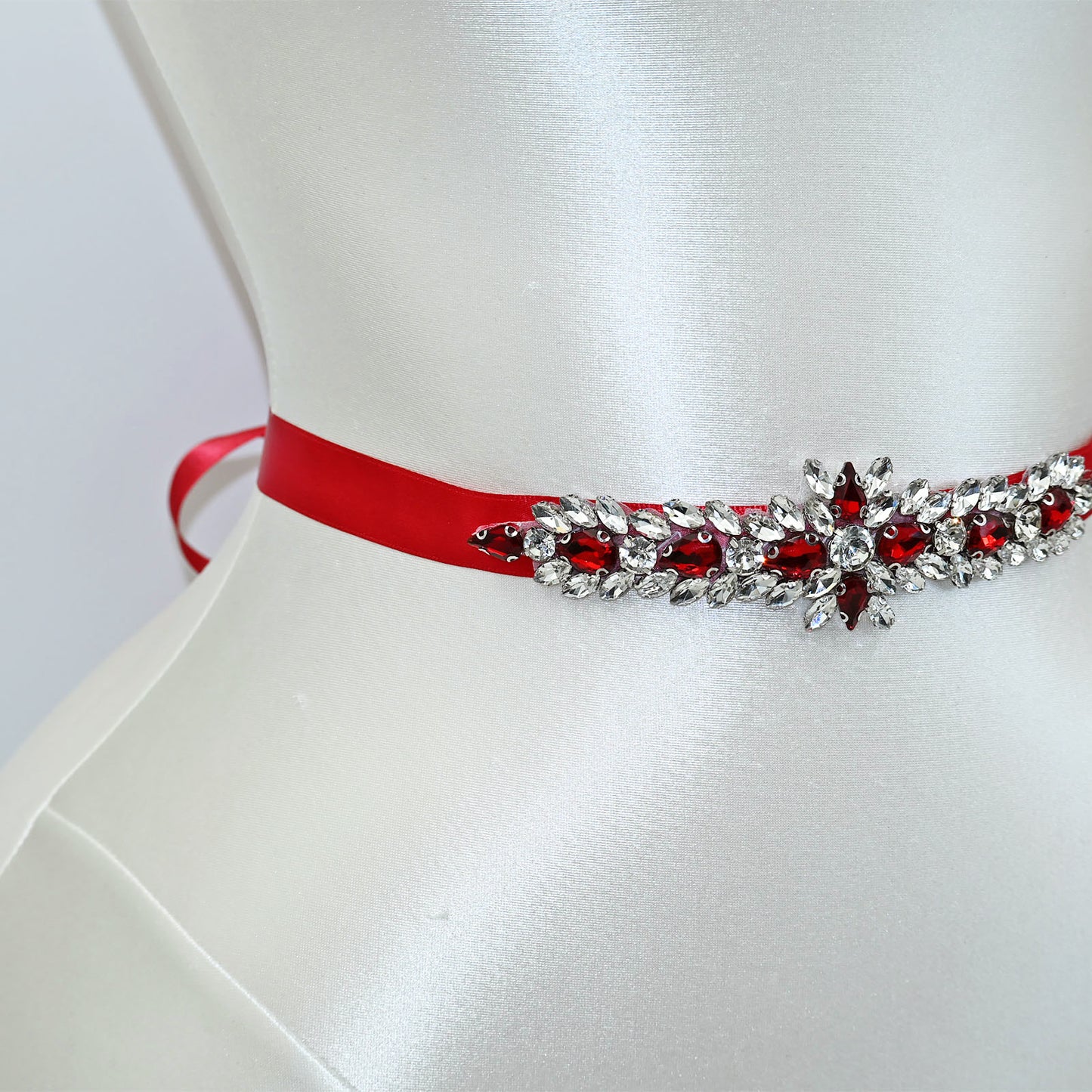 Burgundy Rhinestone Bridal Sash Wedding Dress Belt – Bridella BS191R