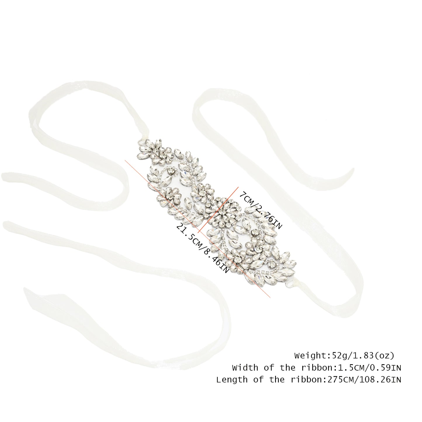 Silver Rhinestone Bridal Belt Wedding Sash – Bridella BS231-S