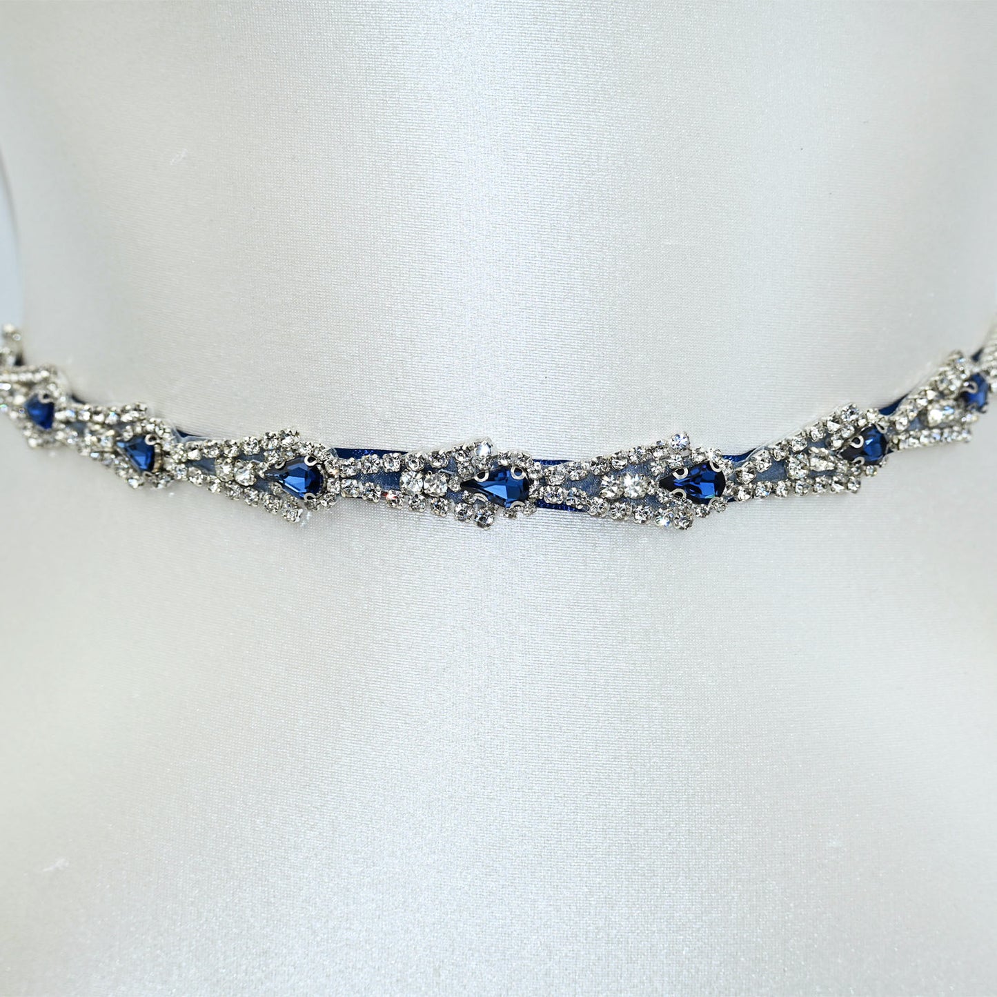 Navy Rhinestone Bridal Belt Wedding Sash – Bridella BS31ML