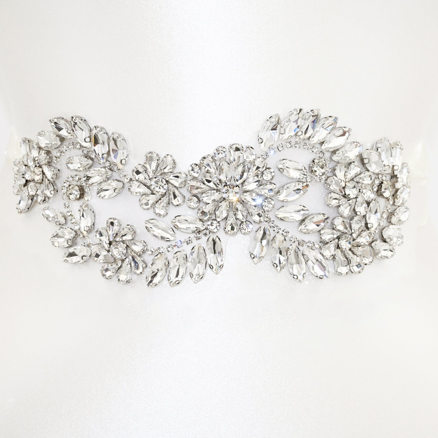 Silver Rhinestone Bridal Belt Wedding Sash – Bridella BS231-S