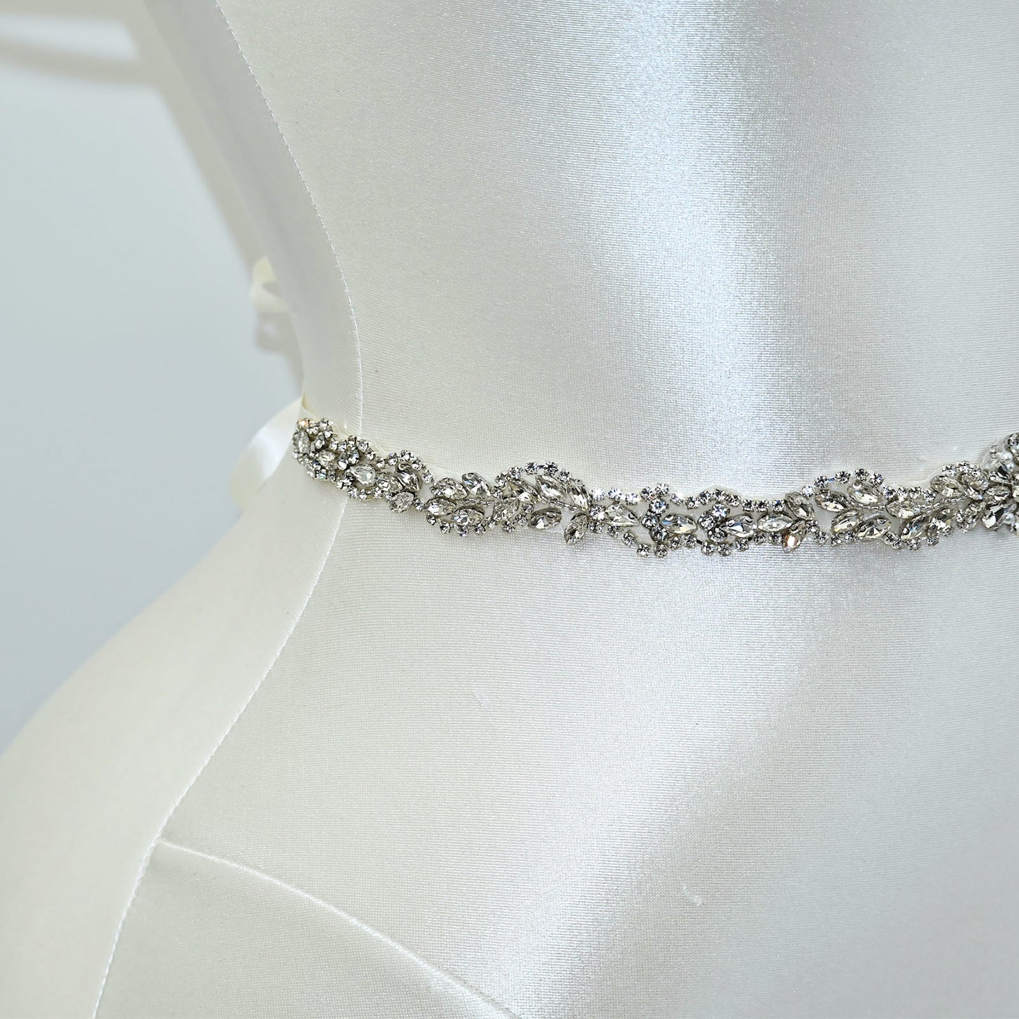 Off White Rhinestone Bridal Belt Wedding Sash – Bridella BS32