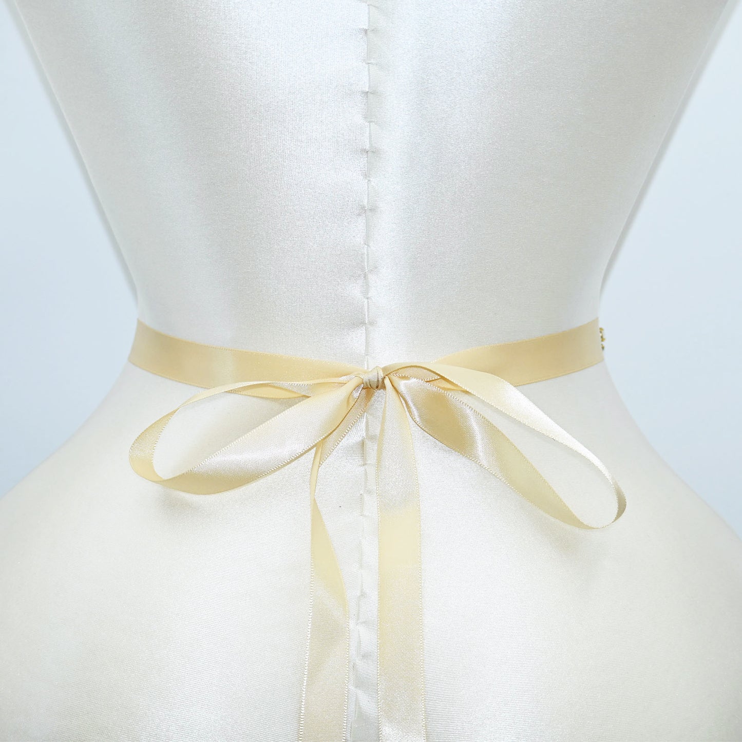 Champagne Gold Rhinestone Bridal Sash Ribbon Wedding Dress Belt – Bridella BS269G-D