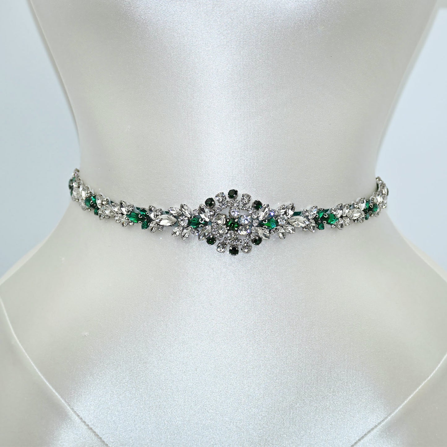 Emerald Green Rhinestone Bridal Sash Wedding Dress Belt – Bridella BS124KL