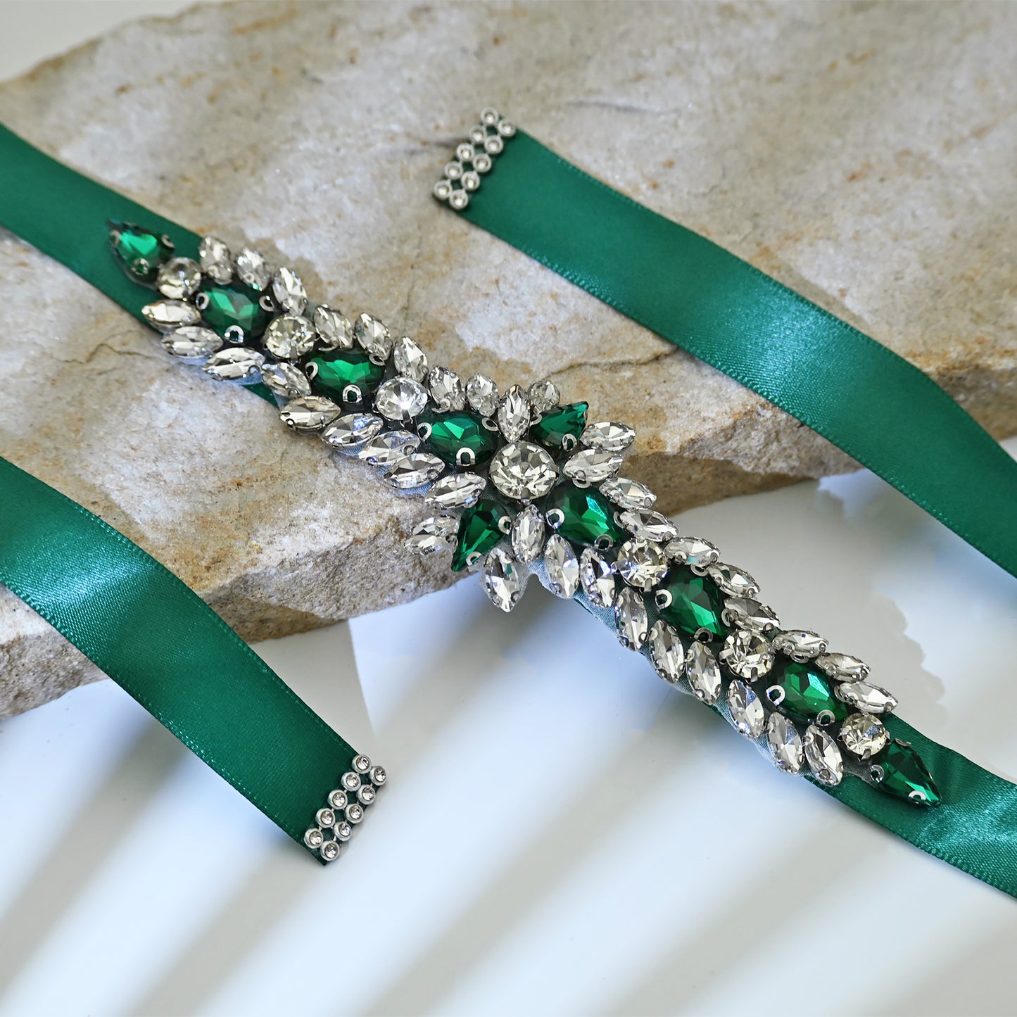 Emerald Green Rhinestone Bridal Sash Wedding Dress Belt – Bridella BS191KL