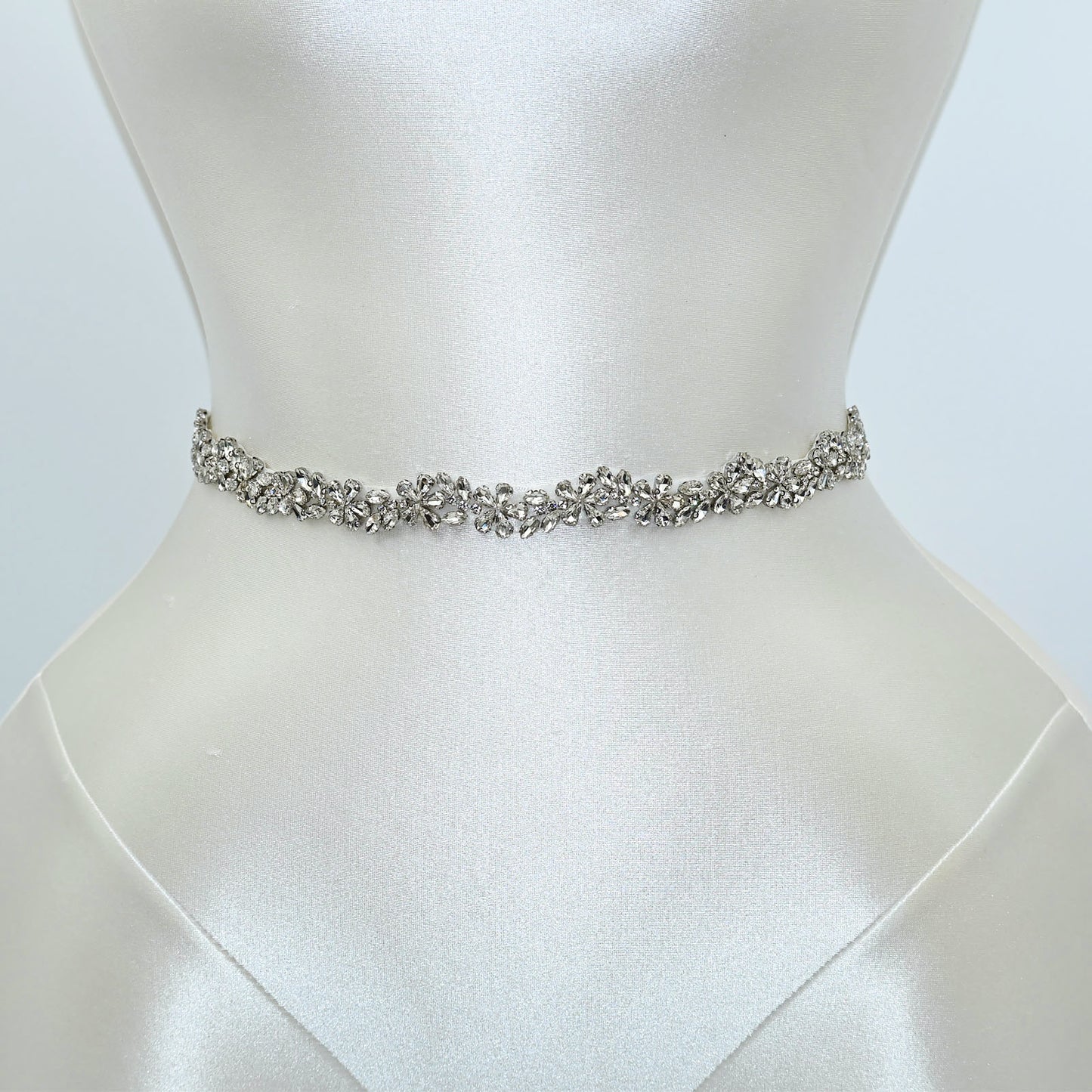 Off White Rhinestone Bridal Belt Wedding Sash – Bridella BS37
