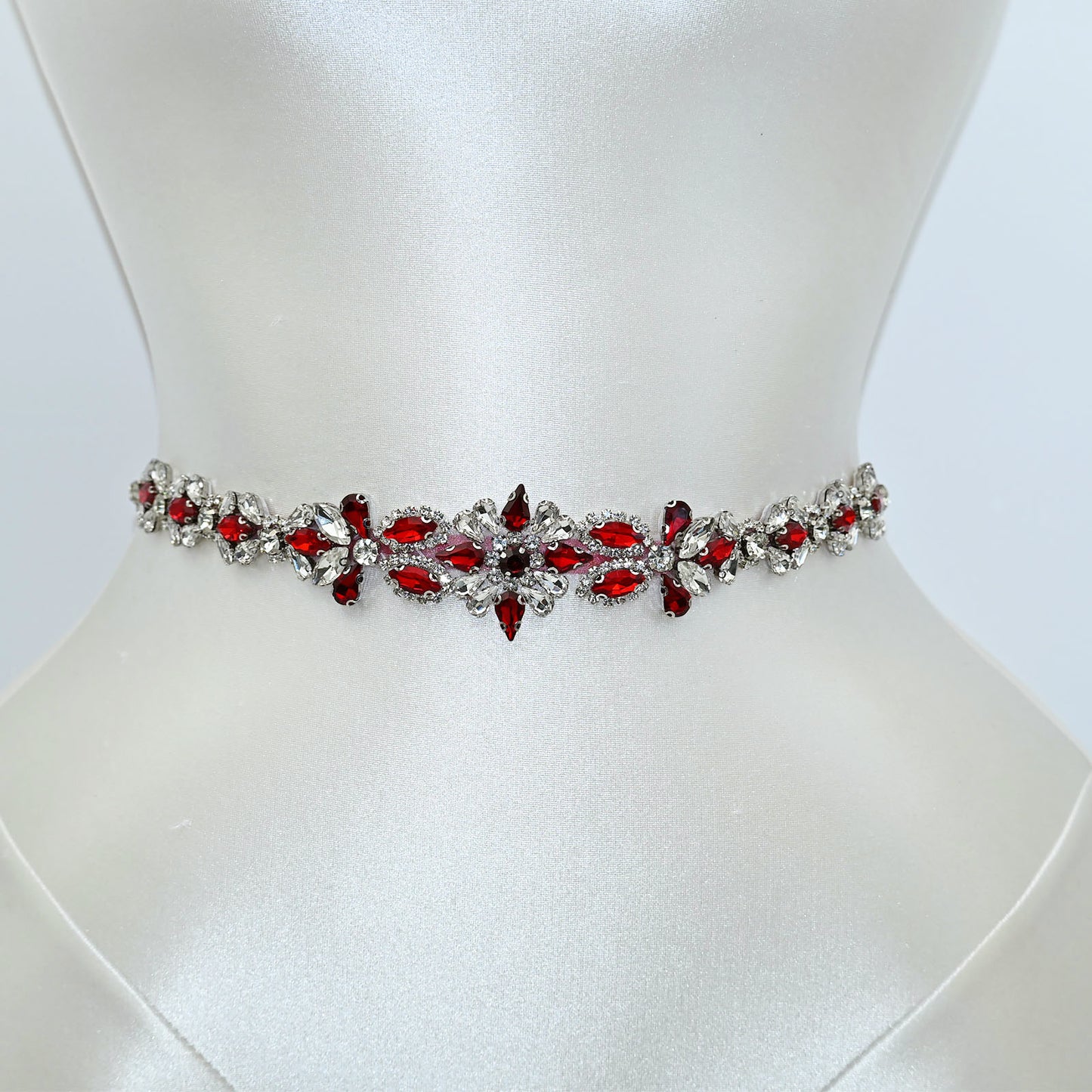 Wine Red Rhinestone Bridal Sash Wedding Dress Belt – Bridella BS167R
