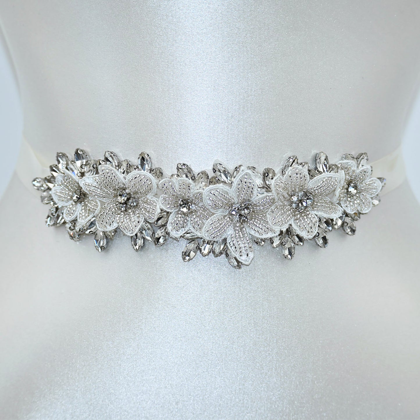 Off White Rhinestone Bridal Belt Wedding Sash – Bridella BS63