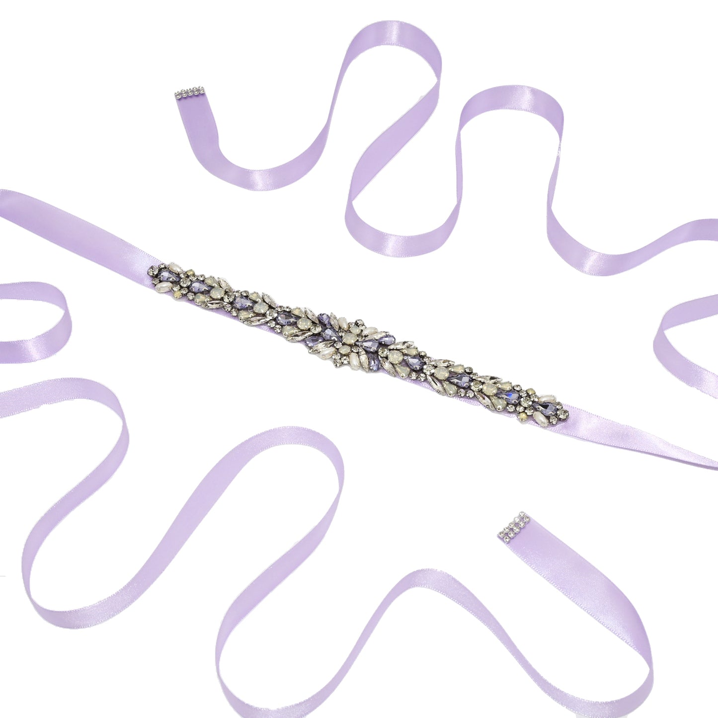 Lavender Rhinestone & Pearl Belt - Bridella BS57LA