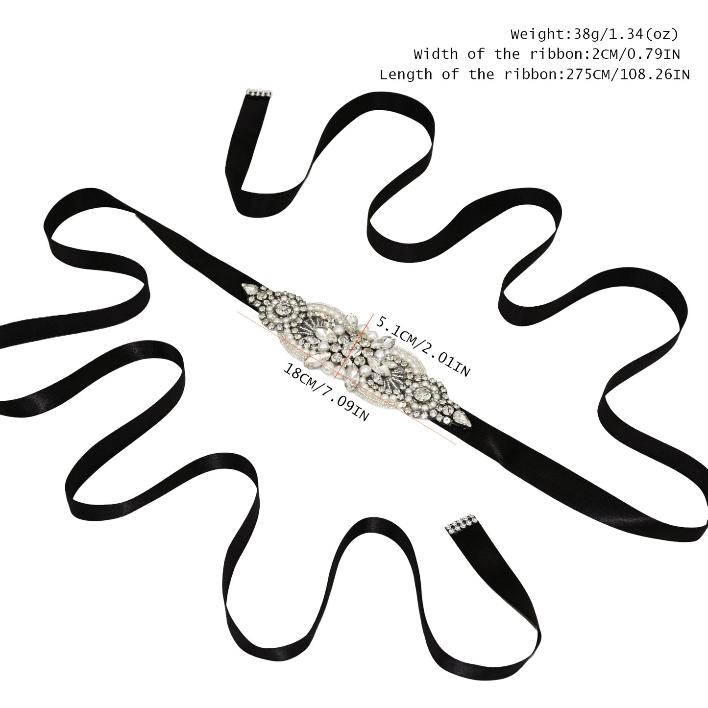 Black Rhinestone Bridal Belt Wedding Sash – Bridella BS159-B