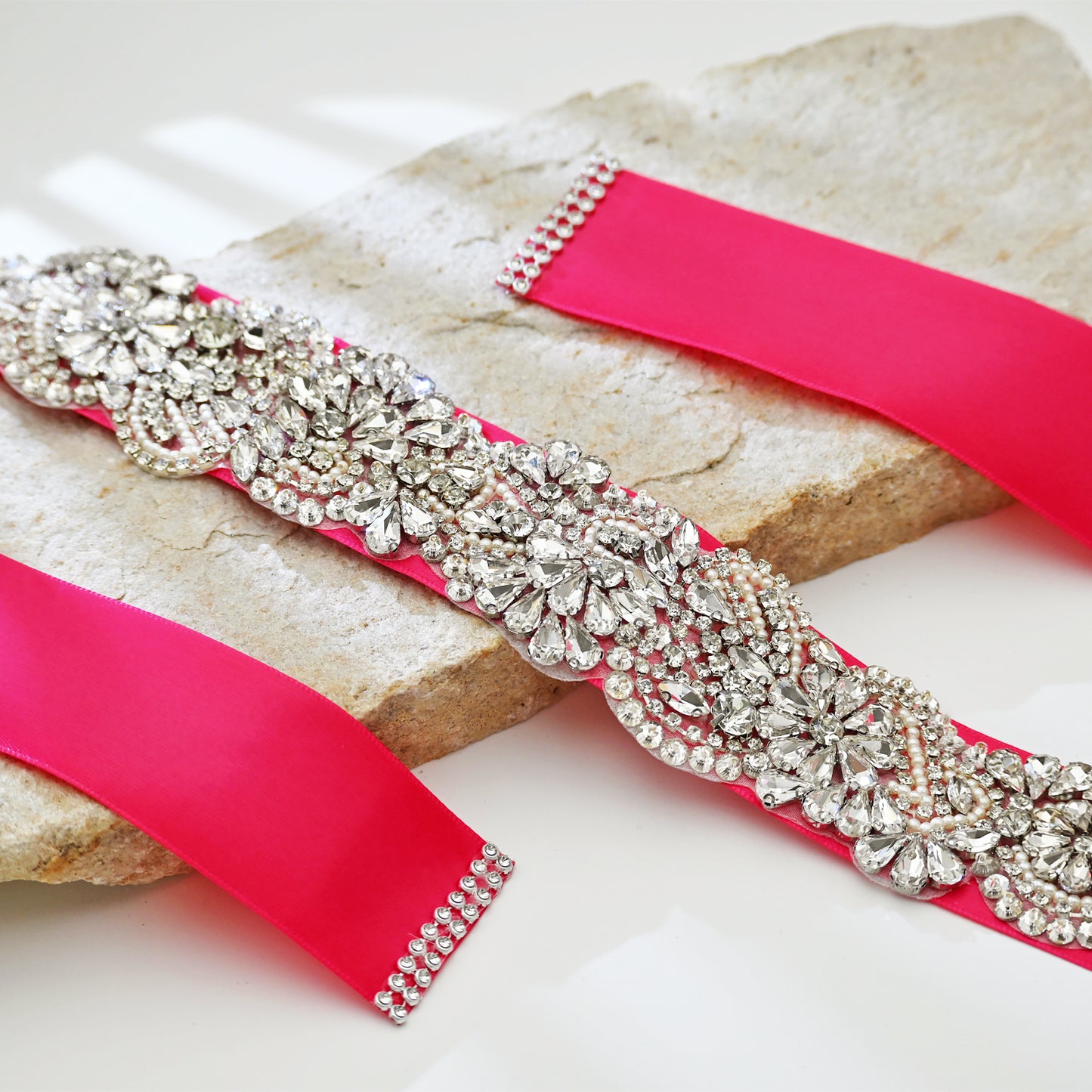 Red Rhinestone Bridal Sash Wedding Dress Belt – Bridella BS120