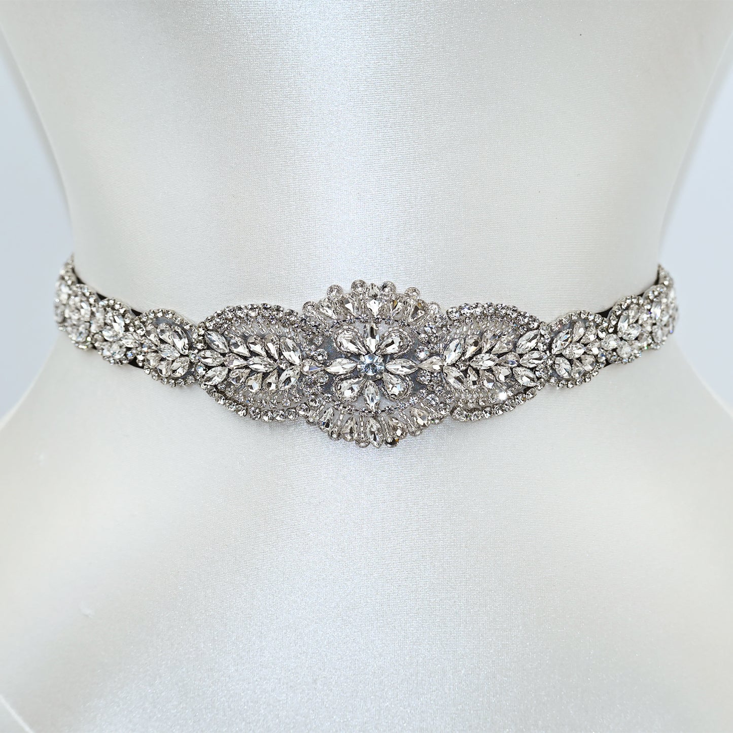 Silver Rhinestone Belt - Bridella BS02