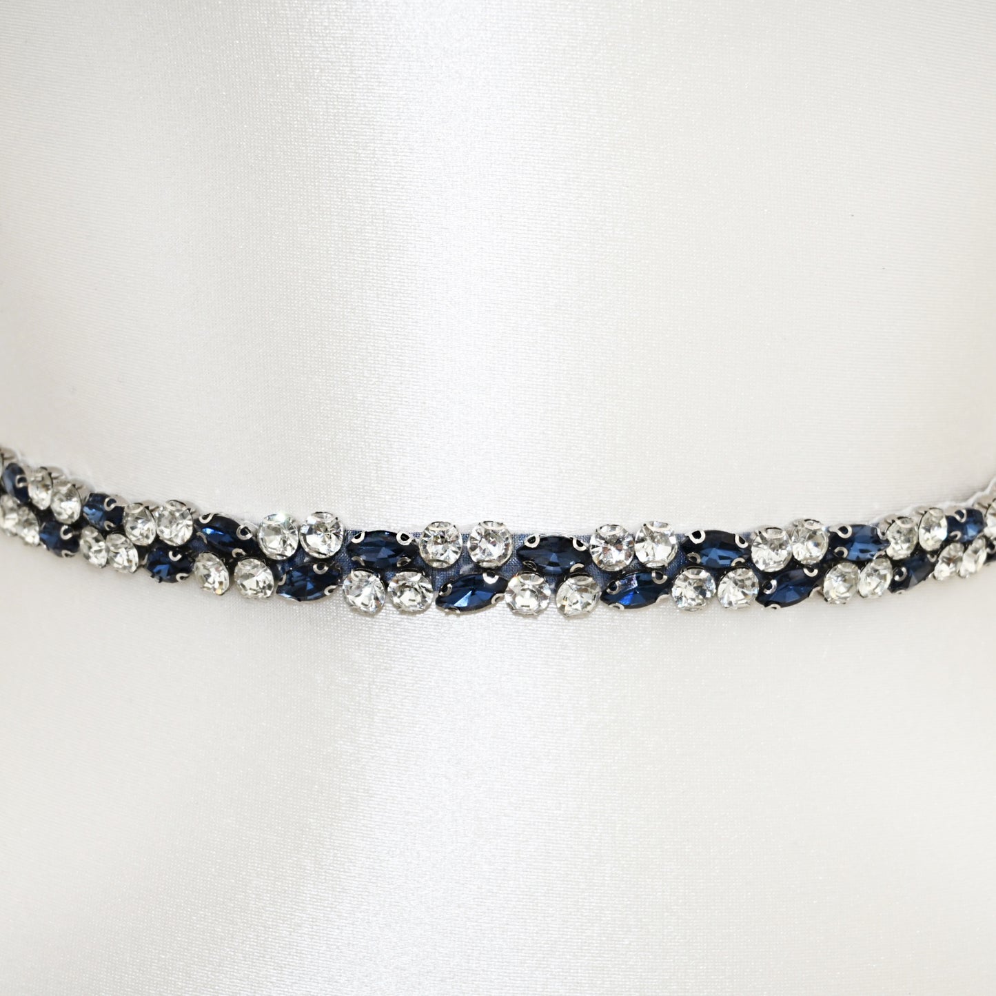 Navy Rhinestone Bridal Belt Wedding Sash – Bridella BS07ML
