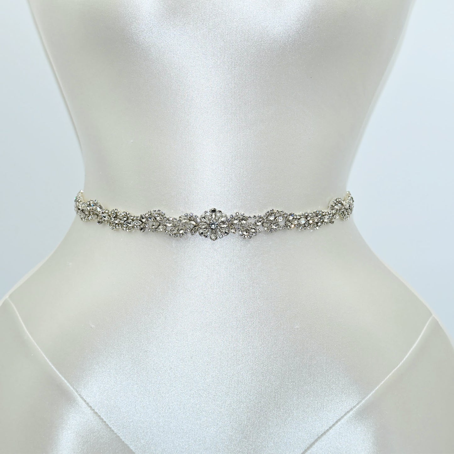 Off White Rhinestone Bridal Belt Wedding Sash – Bridella BS32