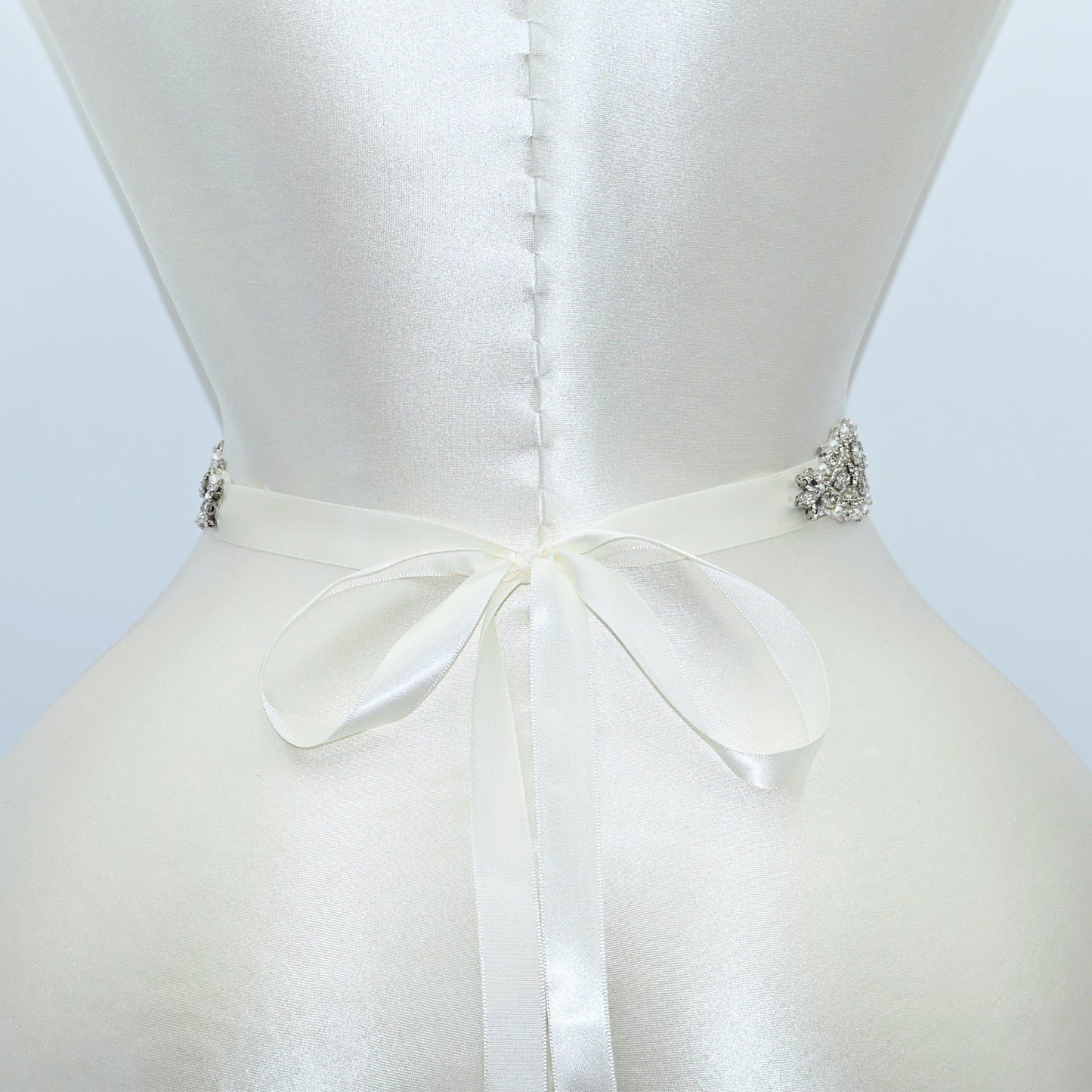 Silver Rhinestone Pearl Bridal Sash Wedding Dress Belt – Bridella BS119
