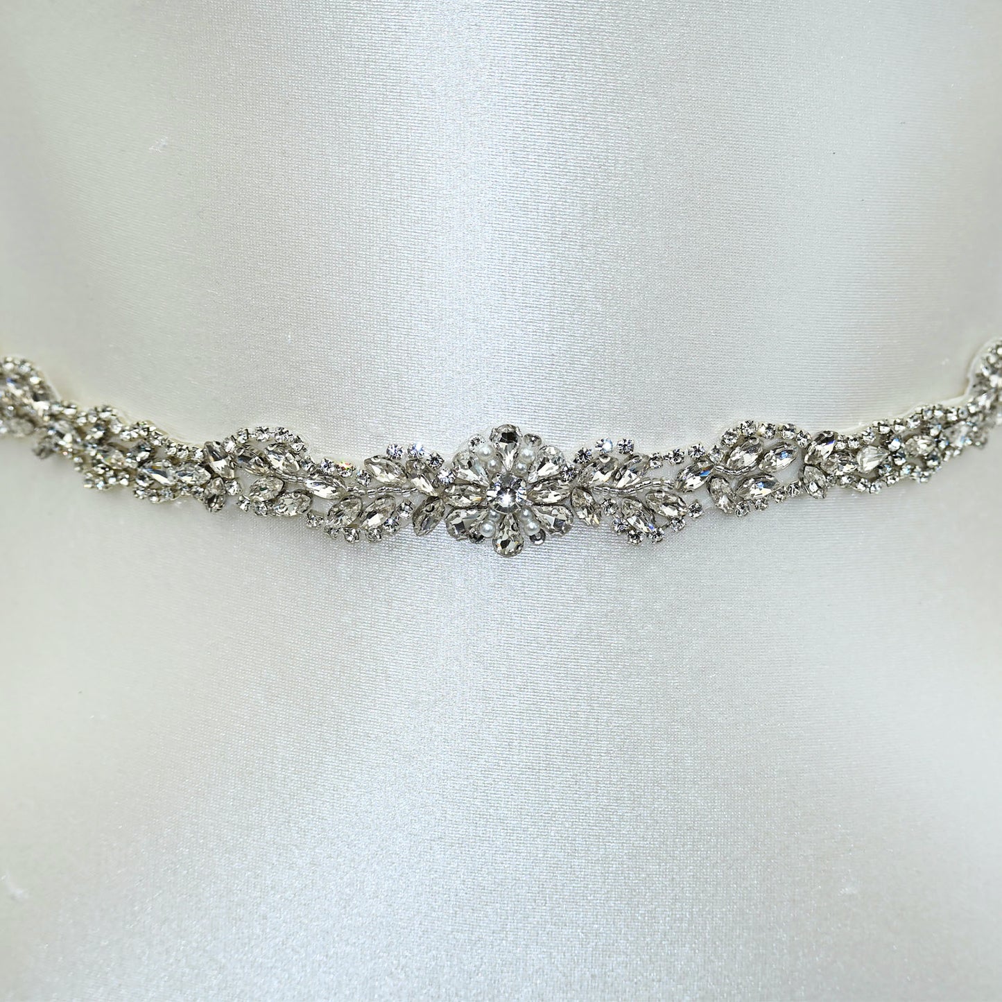 Off White Rhinestone Bridal Belt Wedding Sash – Bridella BS32